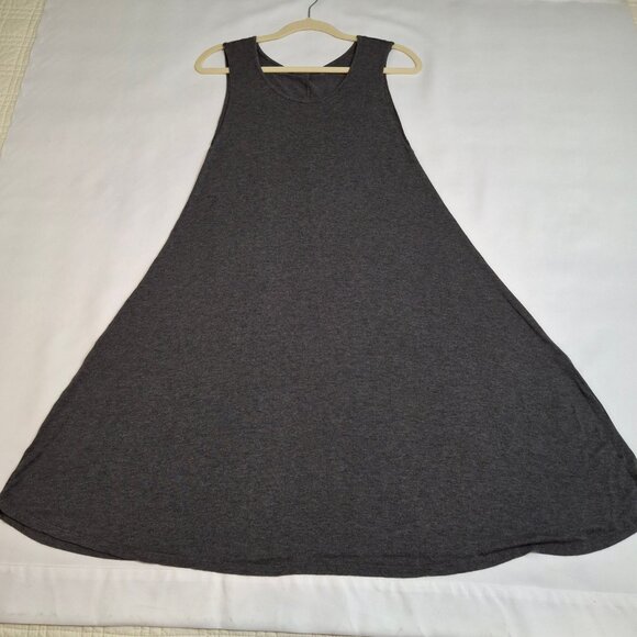 A-Line Swing Dress Size M Grey Round Neck Sleeveless Stretch Jersey - Picture 4 of 8